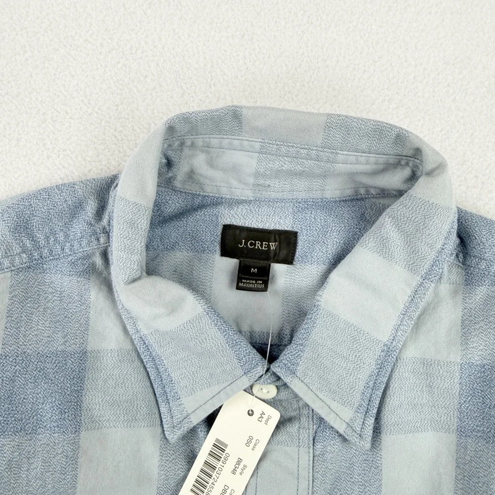 J.Crew Mens Shirt Size M Long Sleeve Check Plaid Blue 100% Cotton‎ NWT